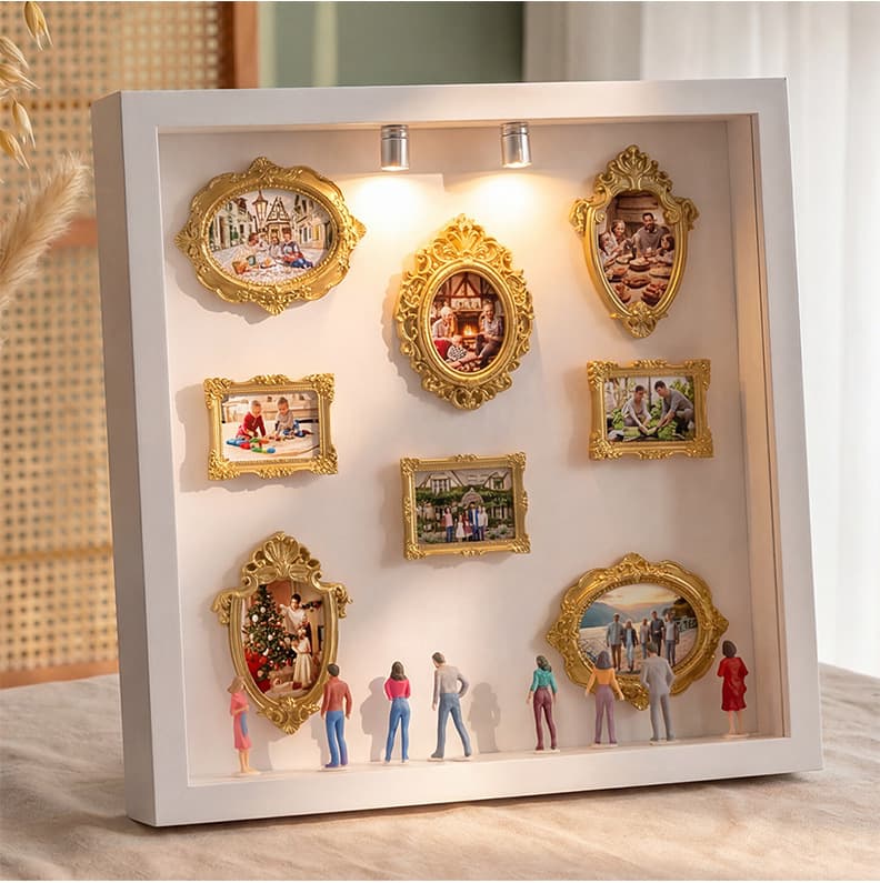 Cross-border hot-selling photo frame miniature scene photo frame picture frame hollow three-dimensional photo frame diy decorative ornaments with lights