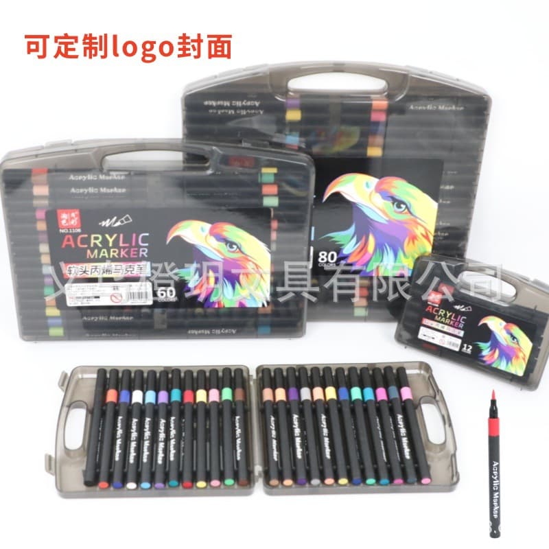 Black Box Soft Tip Acrylic Marker Set, Waterproof, Non-Bleeding, Blendable Colors, Washable for Kids and Students Drawing