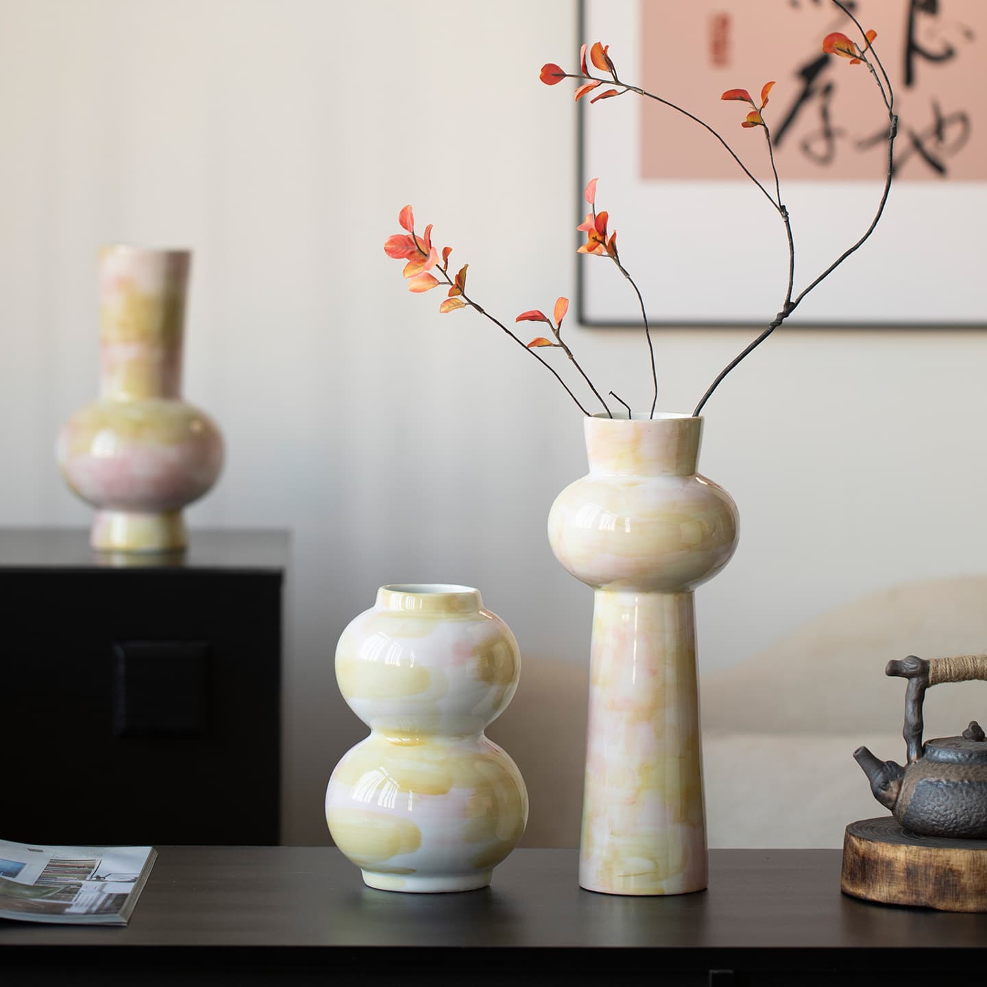 Jingdezhen Modern Simple Ceramic Vase Decoration for Homestay Hotel Flower Arrangement Display Cabinet High Appearance Ceramic Vase