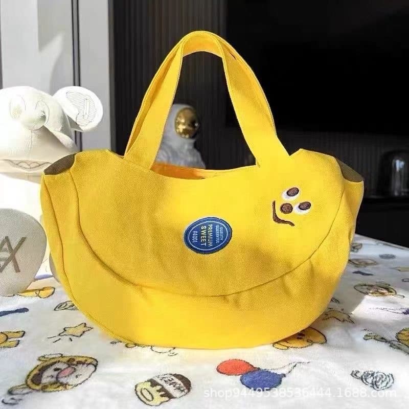 New Cute Cartoon Embroidered Canvas Bag, Tote Bag for Office Workers, Handbag for Moms Going Out, Small Bag for Sundries