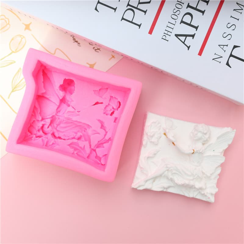 New DIY Angel Sitting Holding Butterfly and Flowers Soap Mold Silicone Soap Mold T