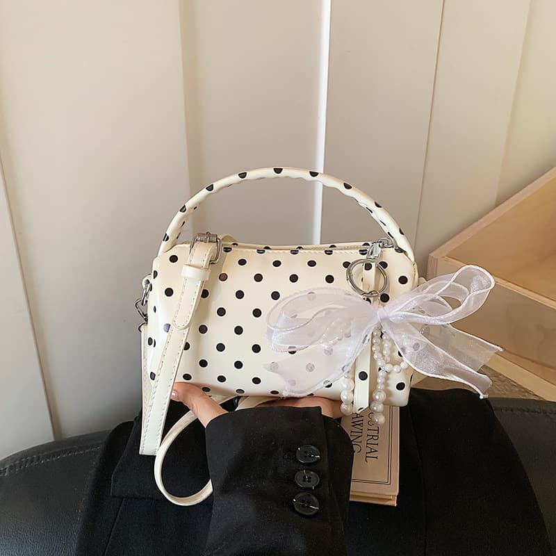 Korean niche polka dot bag women's 2026 spring new style exquisite mini crossbody bag fashion handheld cylinder bag