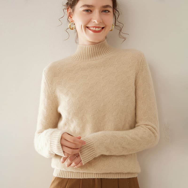 Cable half turtleneck cashmere sweater women's pullover loose solid color casual commuting bottoming long-sleeved warm top thick