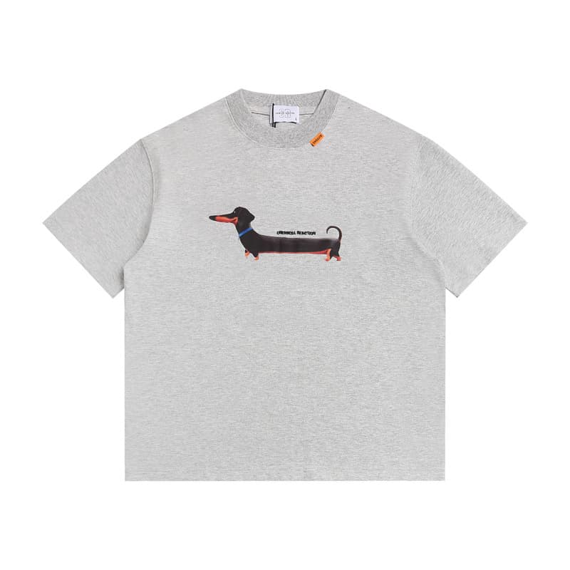 Yidao Vintage 2026 Summer New American Style Trendy Dachshund Dog Print Design Casual Loose Unisex Short Sleeve T-Shirt