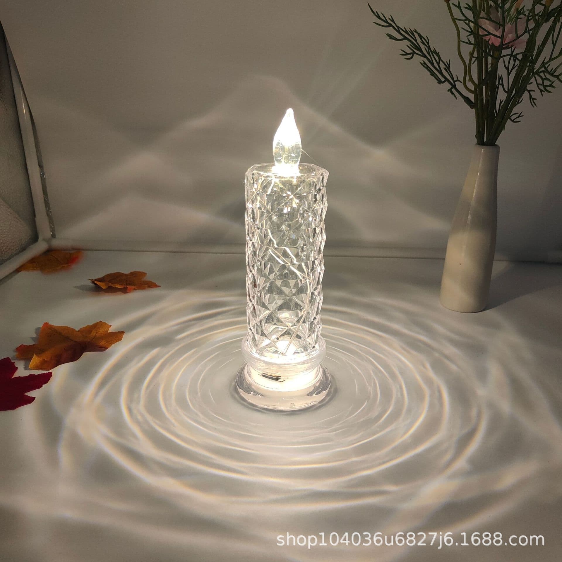 LED rose flower halo candle lamp for girls' desktop bedside restaurant atmosphere enhancement crystal-like creative gift light