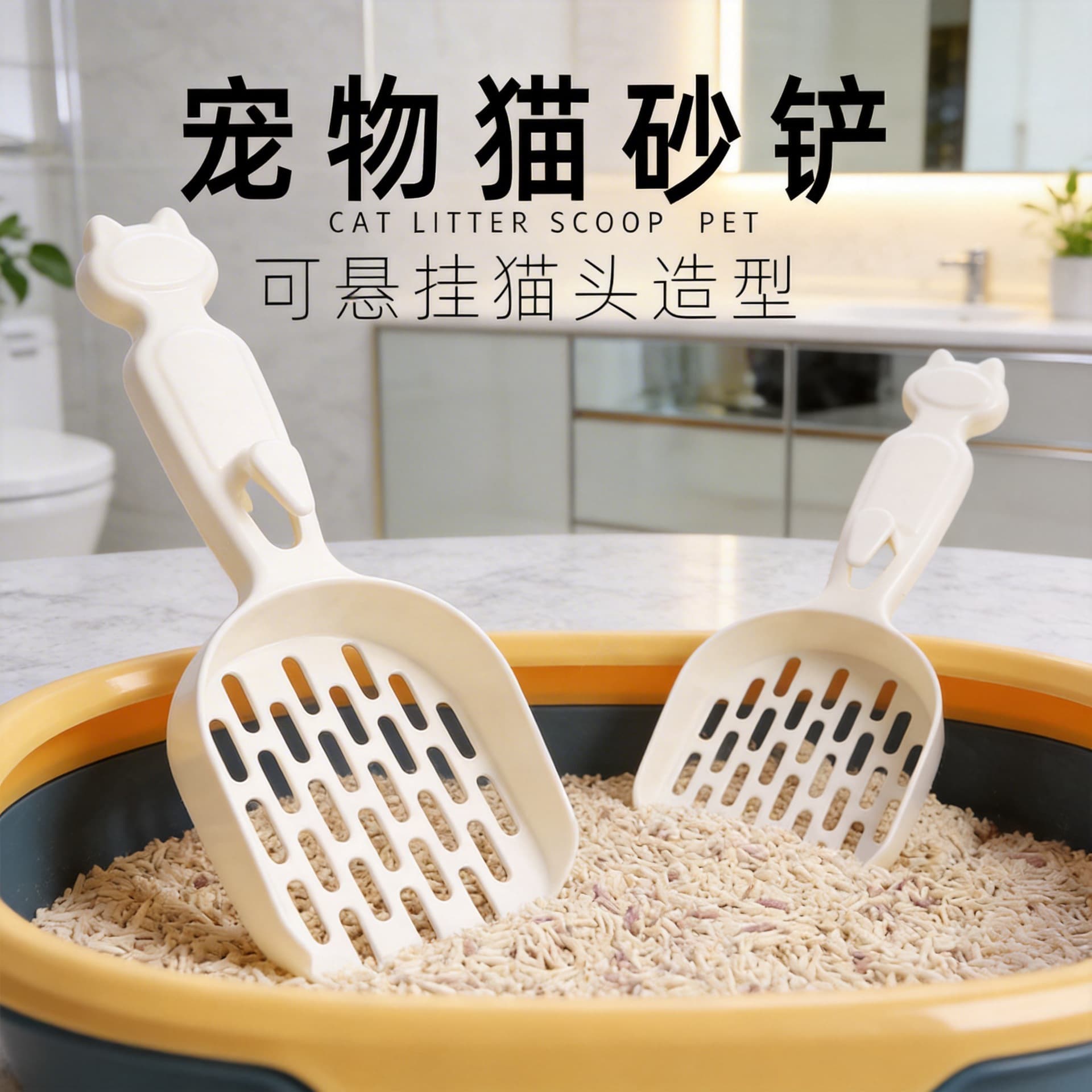 Cat Litter Scoop, Cat Poop Scoop, Stainless Steel Fine Mesh Scoop for Tofu and Bentonite Litter, Metal Cat Tool