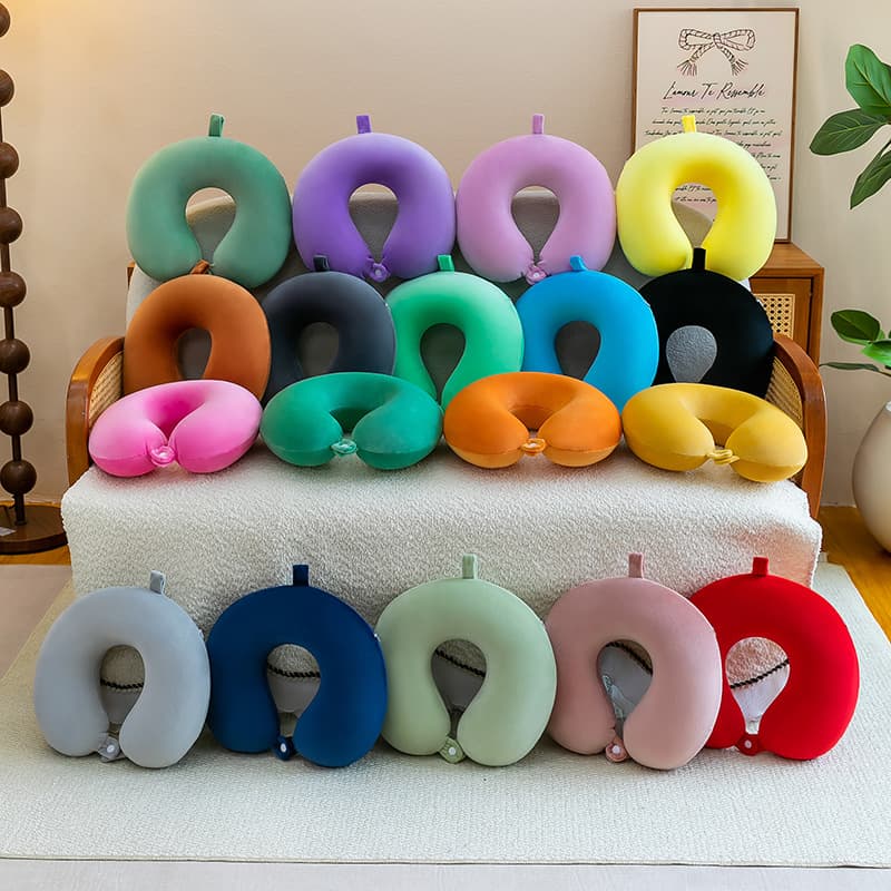 Memory foam U-shaped pillow, travel neck pillow, LOGO embroidered U-shaped neck pillow, solid color neck pillow, airplane pillow, office nap pillow