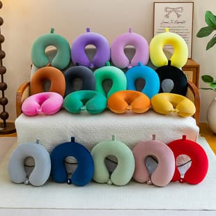 Memory Foam U-Shaped Pillow Travel Neck Pillow LOGO Embroidery U-Shaped Neck Pillow Solid Color Neck Pillow Airplane Pillow Office Nap Pillow