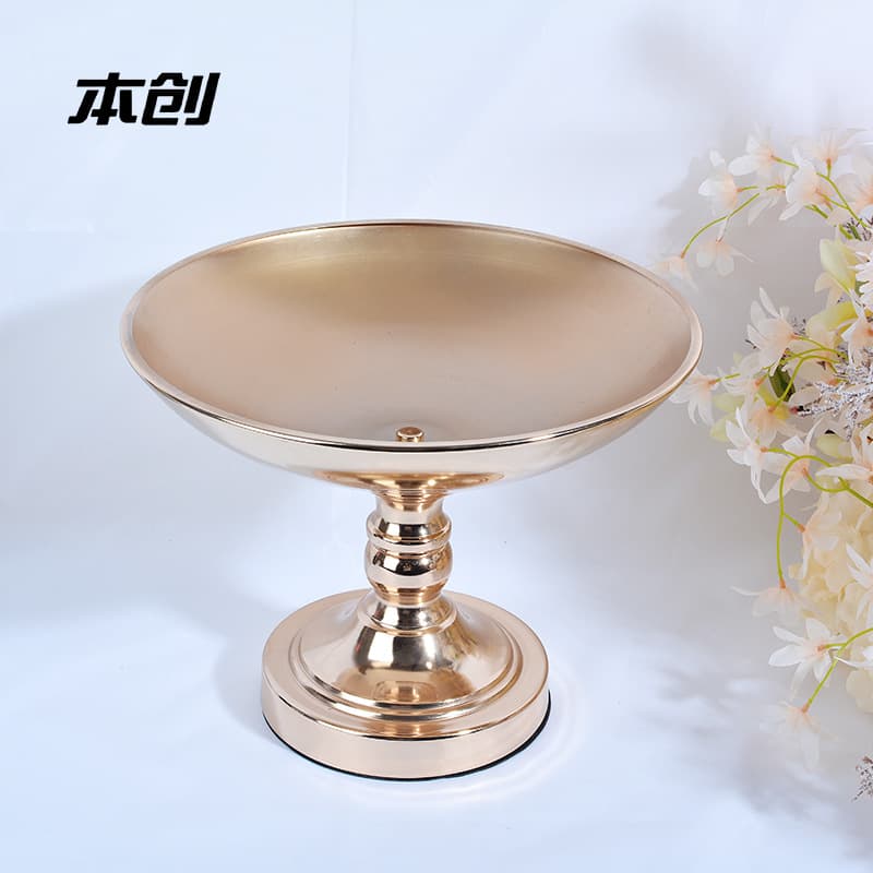 Gold Fruit Tray for Wedding Decoration, Iron Flower Vase for Main Table, Window Display Vase, Hotel Front Desk Candy Dish