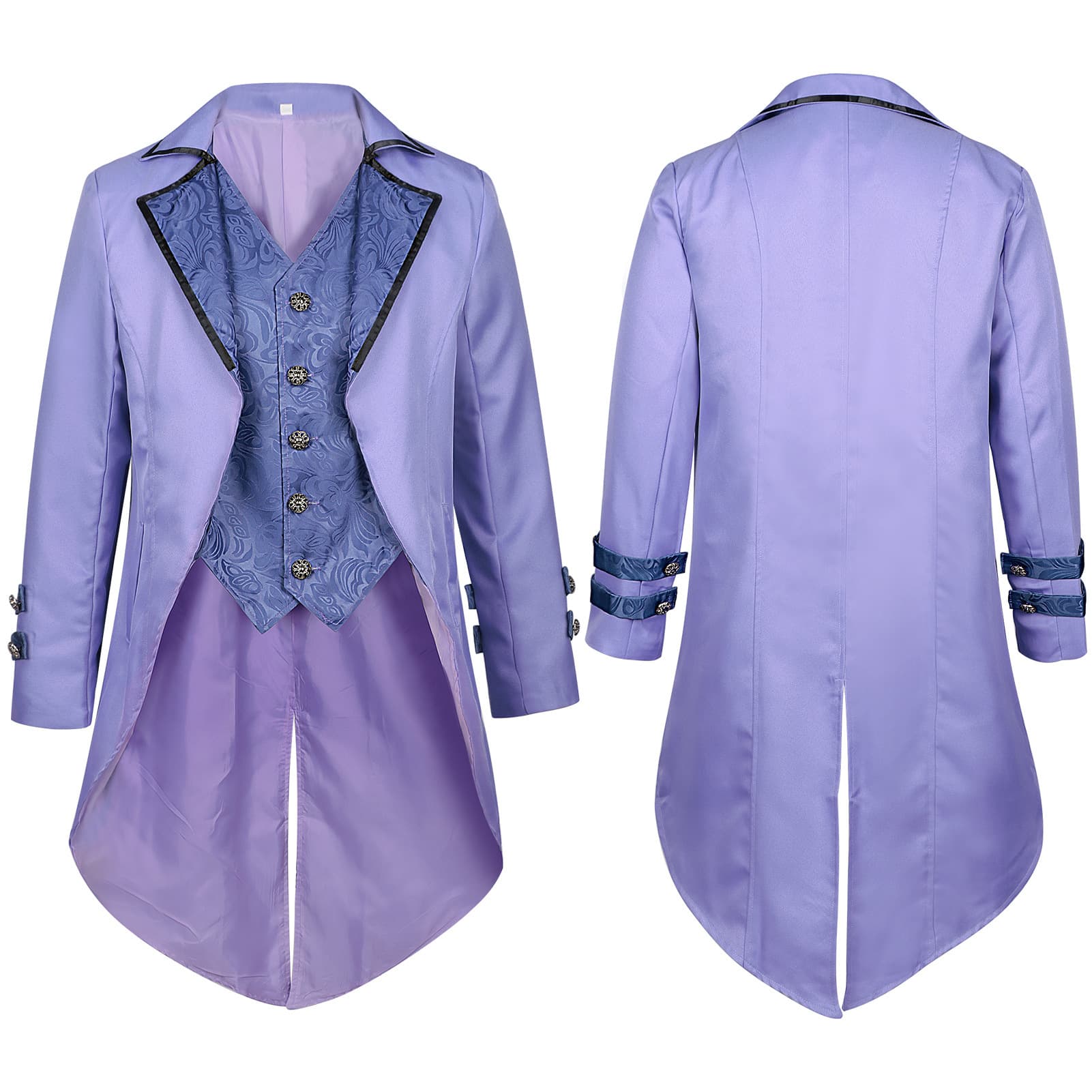Cross-border Halloween vampire cos purple gothic medieval retro printed tuxedo jacket cosplay