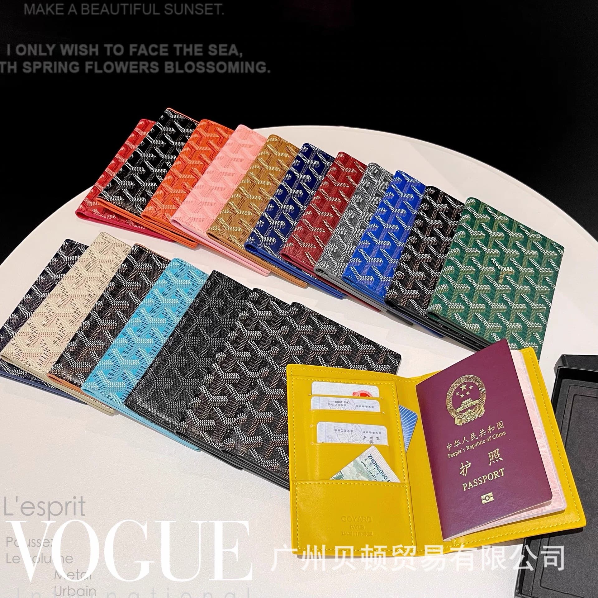 Foreign Trade Classic 2026 Dog-Tooth New Genuine Leather Goyard Passport Card Holder Protective Case Document Wallet Multi-Function