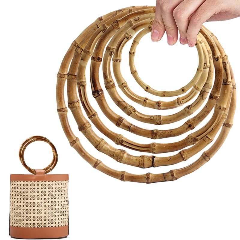Cross-border Natural Bamboo Ring Round Bamboo Hoop Bamboo Handle Vintage Bag Bamboo Root Handle Bamboo Carry Handle Woven Bag Accessories