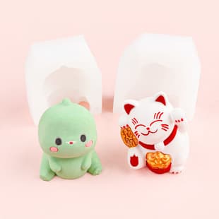 3D Standing Dinosaur Maneki Neko Cartoon DIY Animal Decoration Cake Baking Chocolate Epoxy Resin Soap Mold