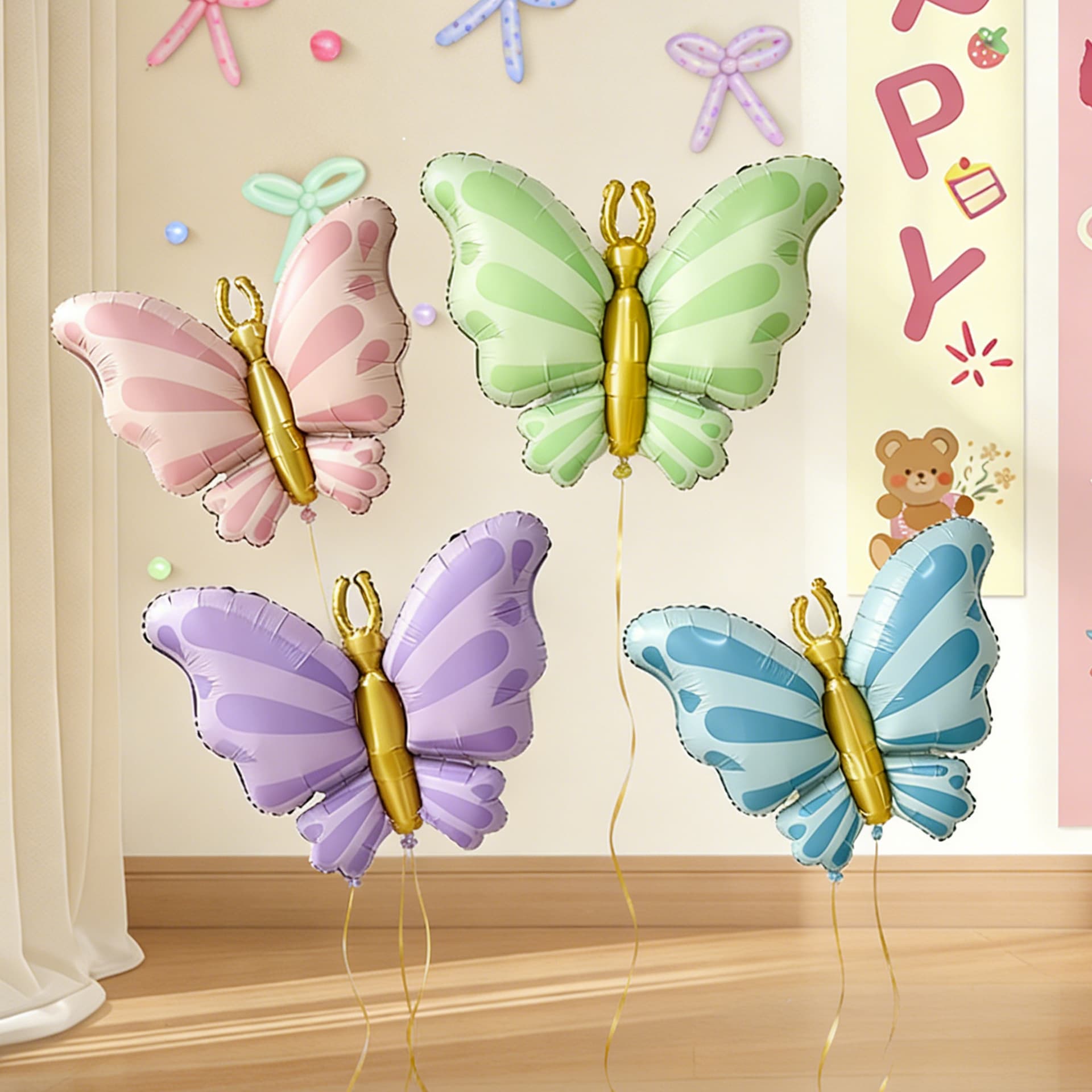 Ins 3D Butterfly Balloon Princess Style Birthday Party Festival Event Decoration Photo Balloon