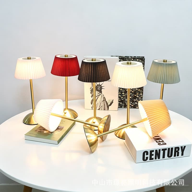 Fabric table lamp cross-border pleated fabric night light home furnishings jewelry restaurant bar bedroom living room atmosphere light