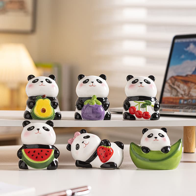 Ceramic National Treasure Panda Piggy Bank Ornament Cute Cartoon Creative Gift Children Home Desktop Decoration