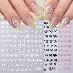 New Cross-Border Bow Nail Stickers Ribbon Bow Internet Celebrity Japanese Simple Self-Adhesive Nail Wraps Wholesale