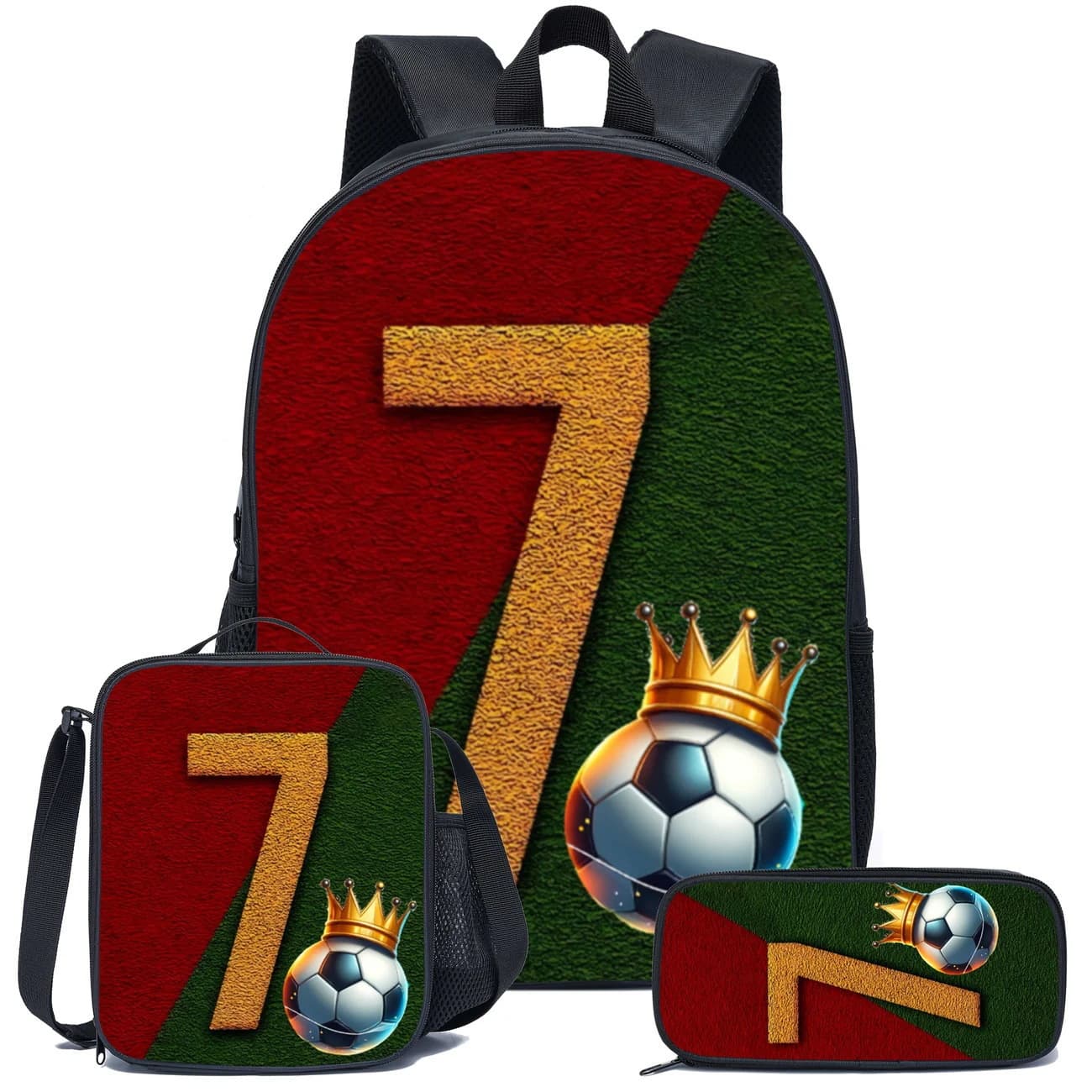 Cross-border best-selling cartoon backpack, school bag for primary and secondary school students, large capacity backpack, shoulder bag, pencil case, three-piece set