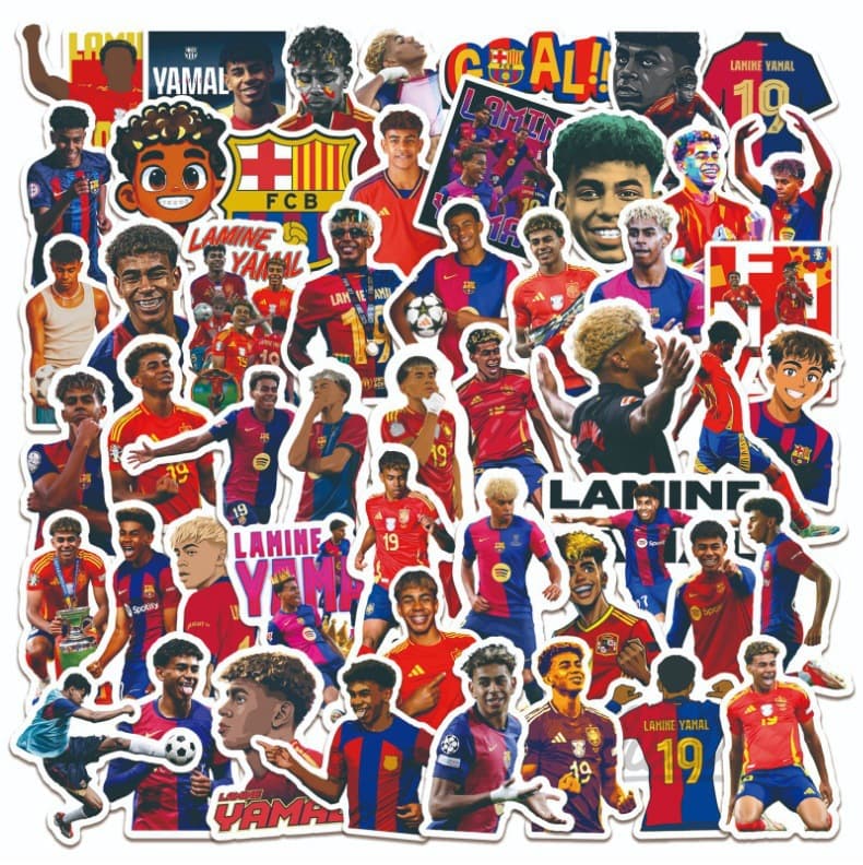 50 football star Yamal stickers for mobile phones and laptops, waterproof stickers Lamine Yamal