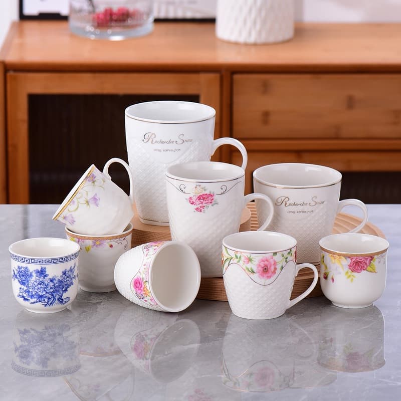 Ceramic Tea Cup Water Cup Gongfu Tea Cup Small and Large Size Cups Home Use for Guests with Handle Milk Cup