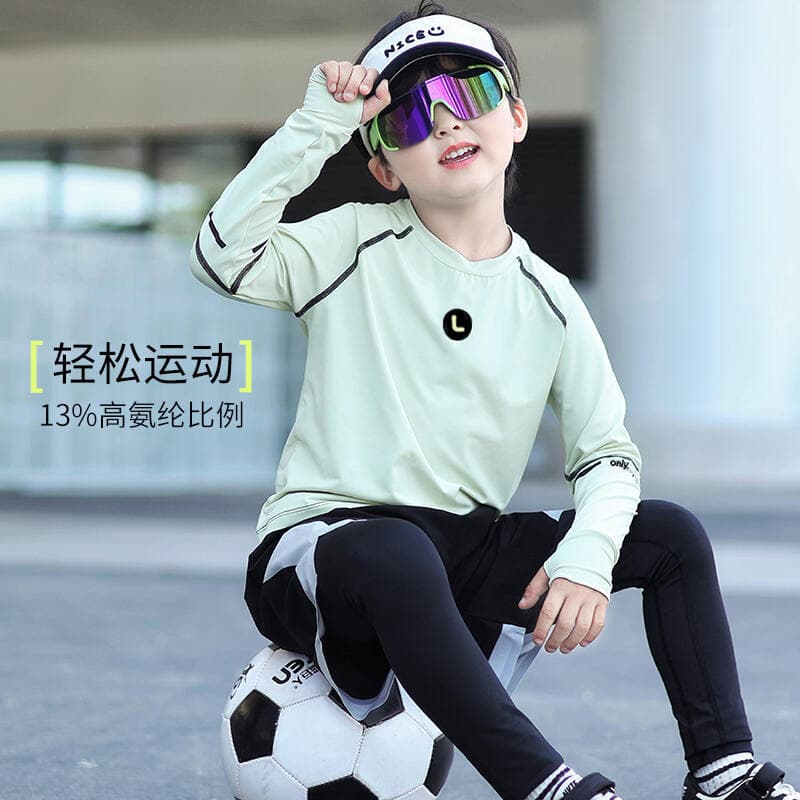 Boys' 2025 Spring/Summer Quick-Drying Sports Long-Sleeve T-Shirt, Ice Silk Sun Protection Clothing for Training