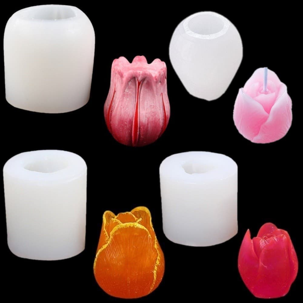 DIY Tulip Candle Silicone Mold, Tulip Ice Cube Mold, Chocolate Flower Fondant Cake Silicone Mold