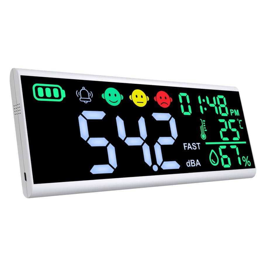 Cross-border large-screen wall-mounted digital LED noise meter noise tester decibel meter with alarm clock time temperature and humidity
