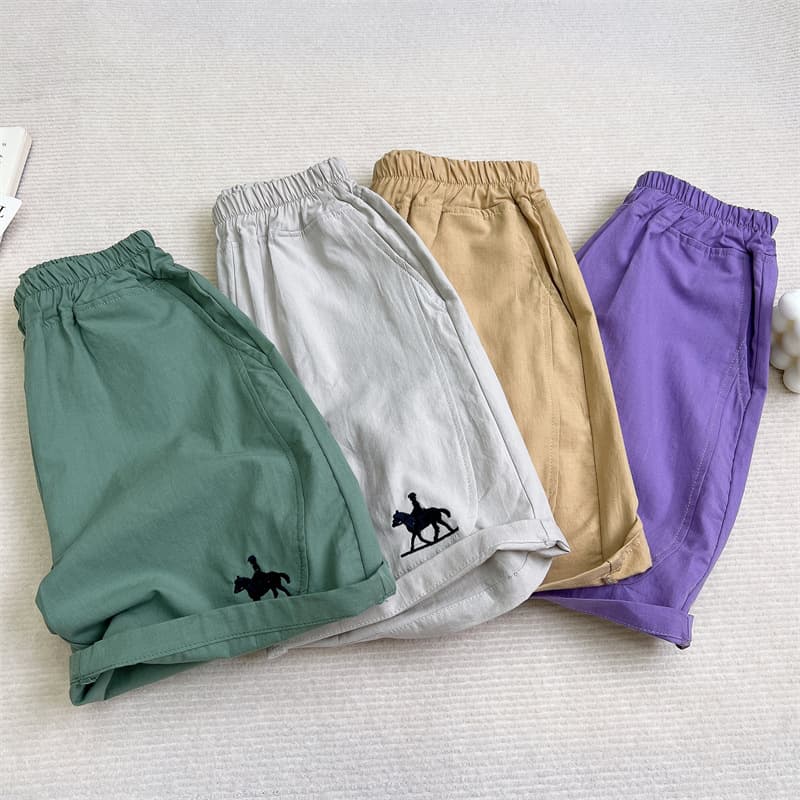 2025 Summer Korean Loose Shorts New Boys' Capri Pants Pure Cotton Thin Versatile Embroidered Trendy Kids' Pants