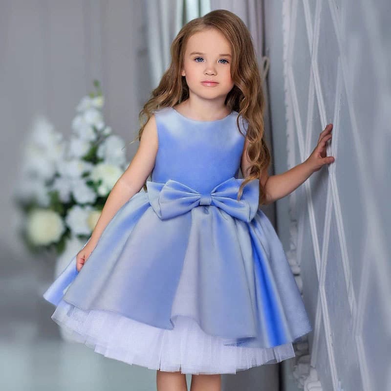 Girls Birthday Party Princess Dress Children's Puffy Skirt Butterfly Knot Ceremony Gown Little Girl Purple Blue Children's Outfit