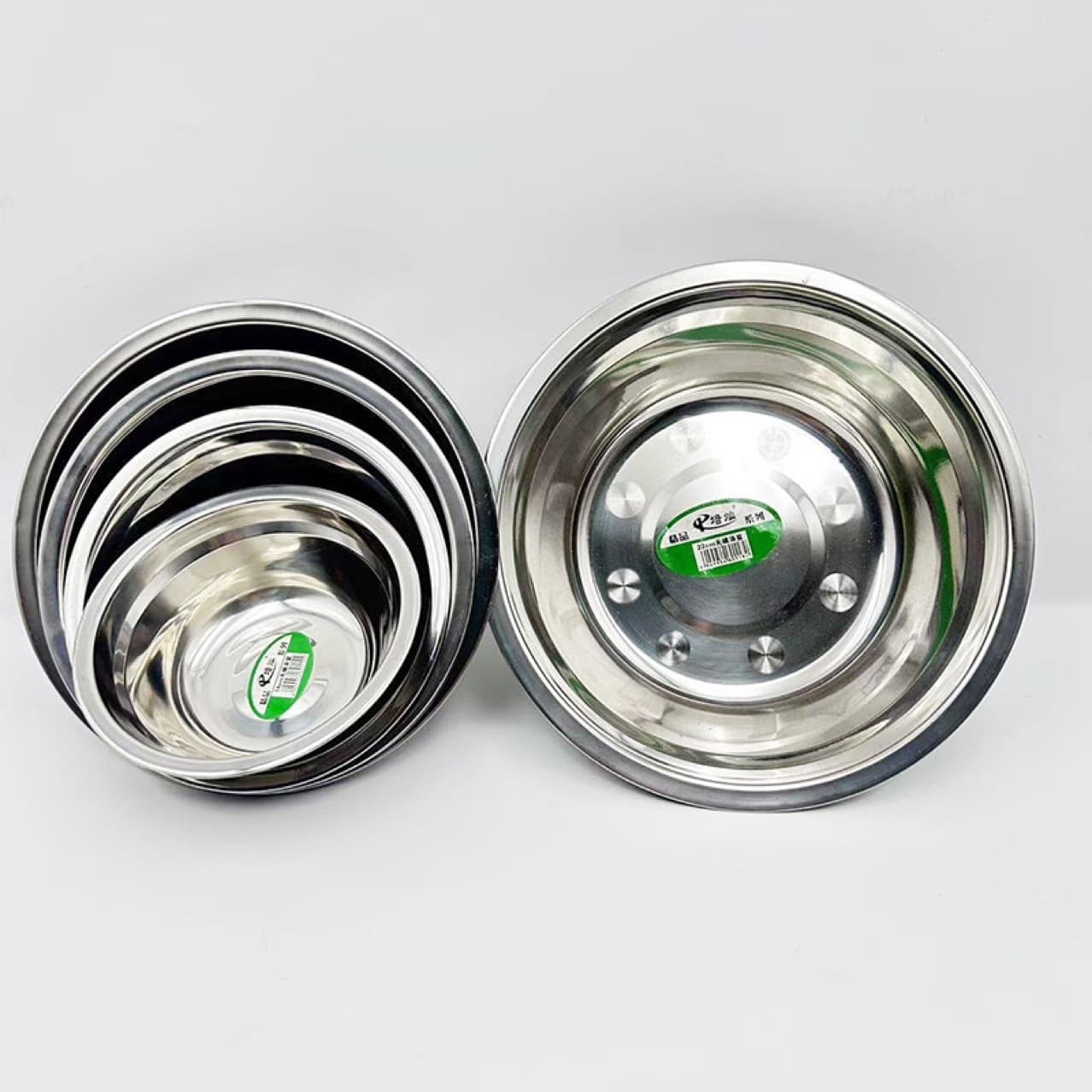 201 Stainless Steel Non-Magnetic Soup Bowl, Vegetable Bowl, Household Rice Bowl, Round Soup Bowl, Side Dish Bowl, Dry Mix Salad Bowl, Mixing Bowl