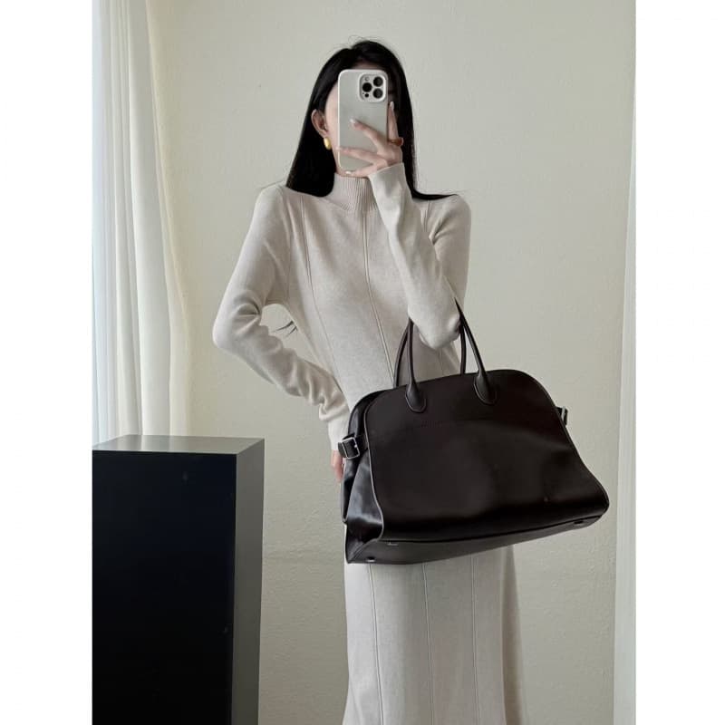 7697 Elegant Minimalist Half-Turtleneck Solid Color Knit Dress - New Fall/Winter Loose Slimming Long Knit Dress for Women