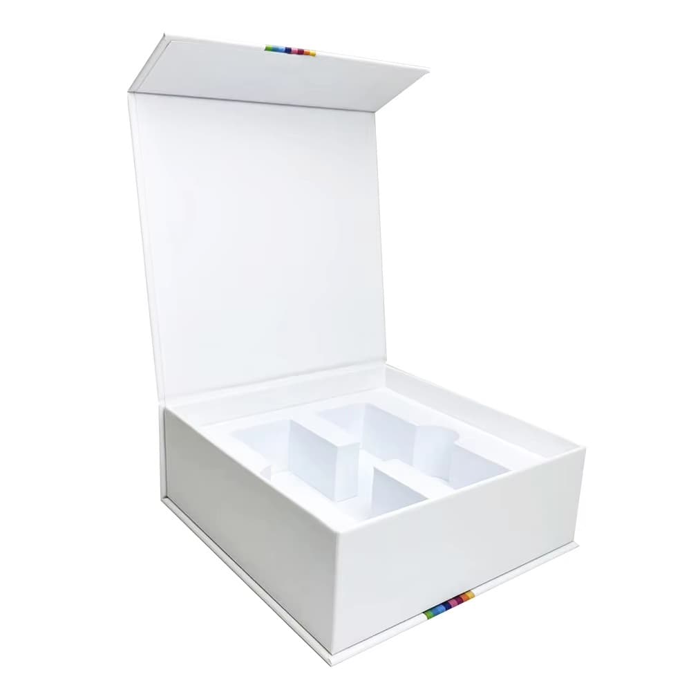 Luxury White Hard Magnetic Gift Box with EVA Foam Insert for Perfume Bottle Cosmetic Reed