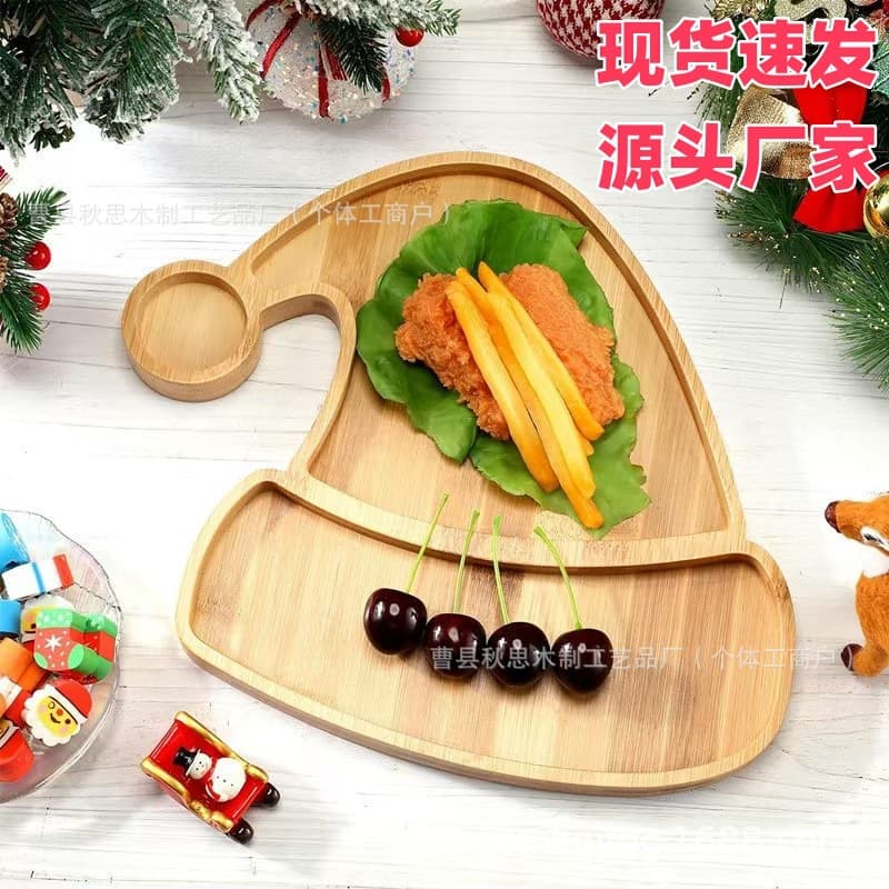 In Stock Christmas Tray Party Christmas Hat Tray Reindeer Tray Wooden Christmas Cake Dessert Plate