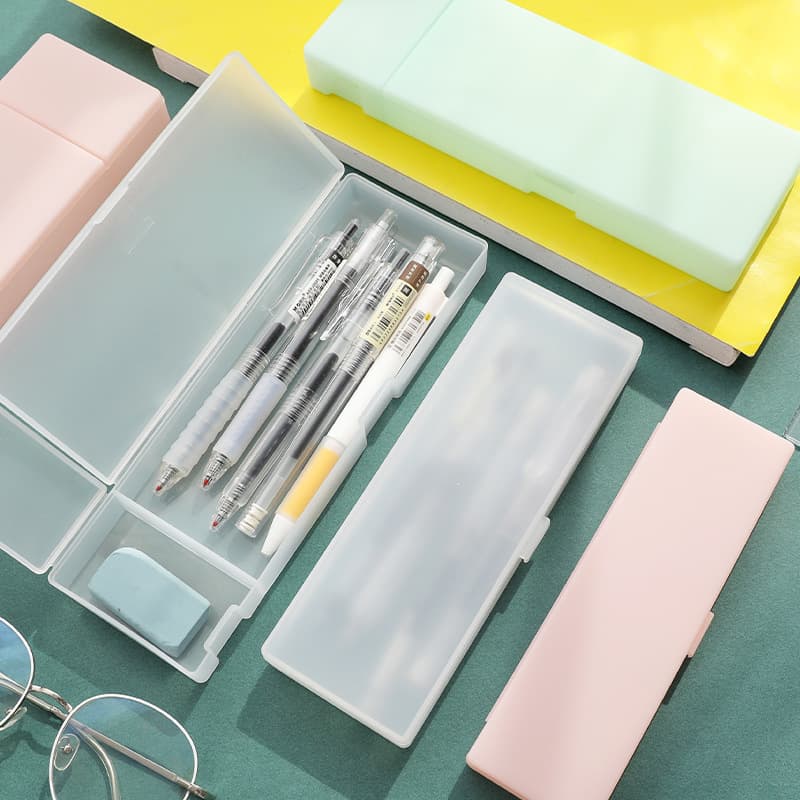 DIY Simple Transparent Frosted Pencil Case, Student Multifunctional Plastic Storage Box for Decoration and Processing