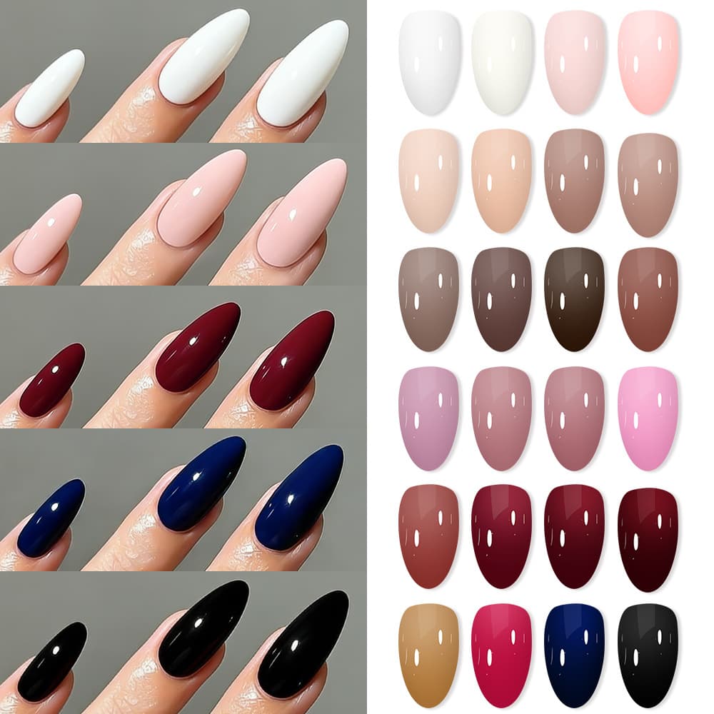 24-Compartment Box Multi-Color Nail Tips 576 Pieces Minimalist Ins Style Multi-Color Medium-Short Press-On Nails Solid Color Nail Tips