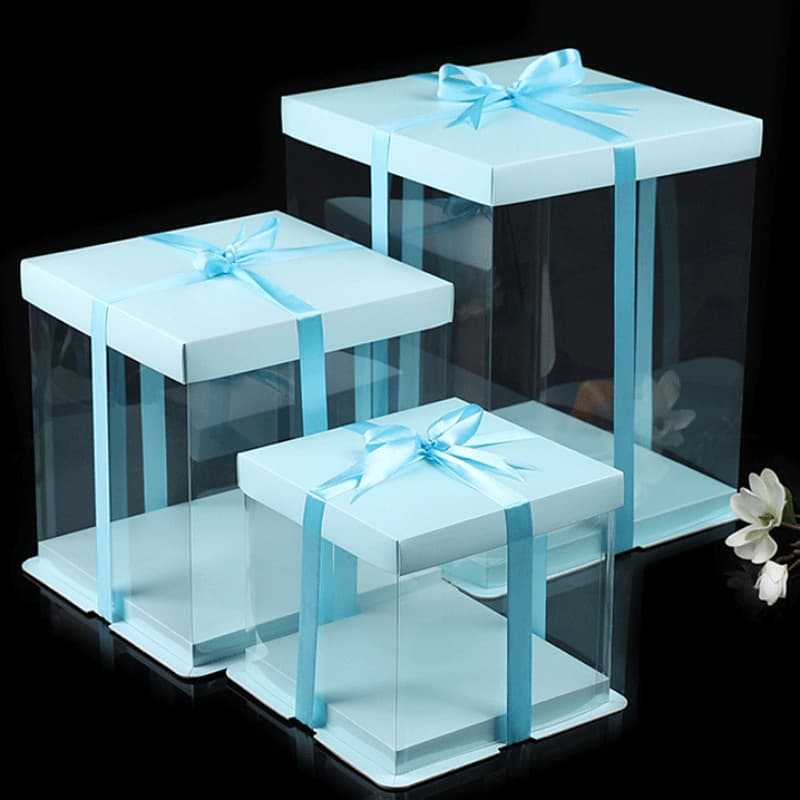 Square Cake Box 6 Inches 8 Inches 10 Inches 12inch 14inch Tall Transparent Large Size Double Layer Birthday Cake Packaging