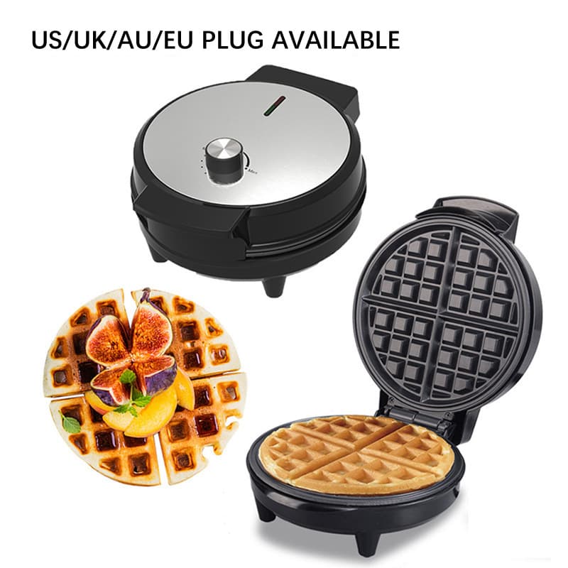 Home Use Round Waffle Maker: Breakfast Toaster, Sandwich Press with 7 Adjustable Temperature Settings