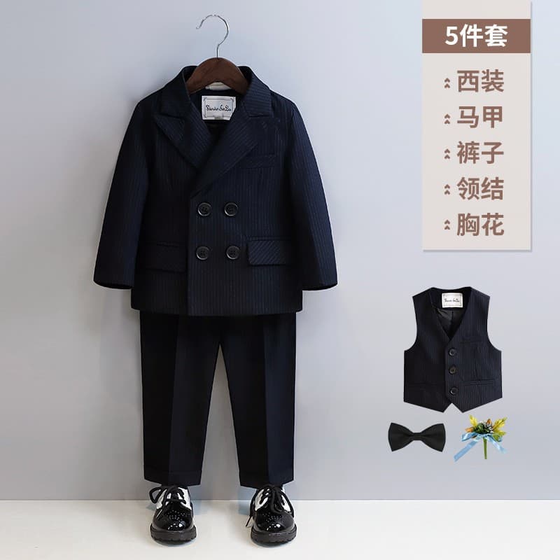 Kids Suit Boys Spring Autumn Vest Set Toddler Birthday Flower Boy Wedding Host Performance Costume