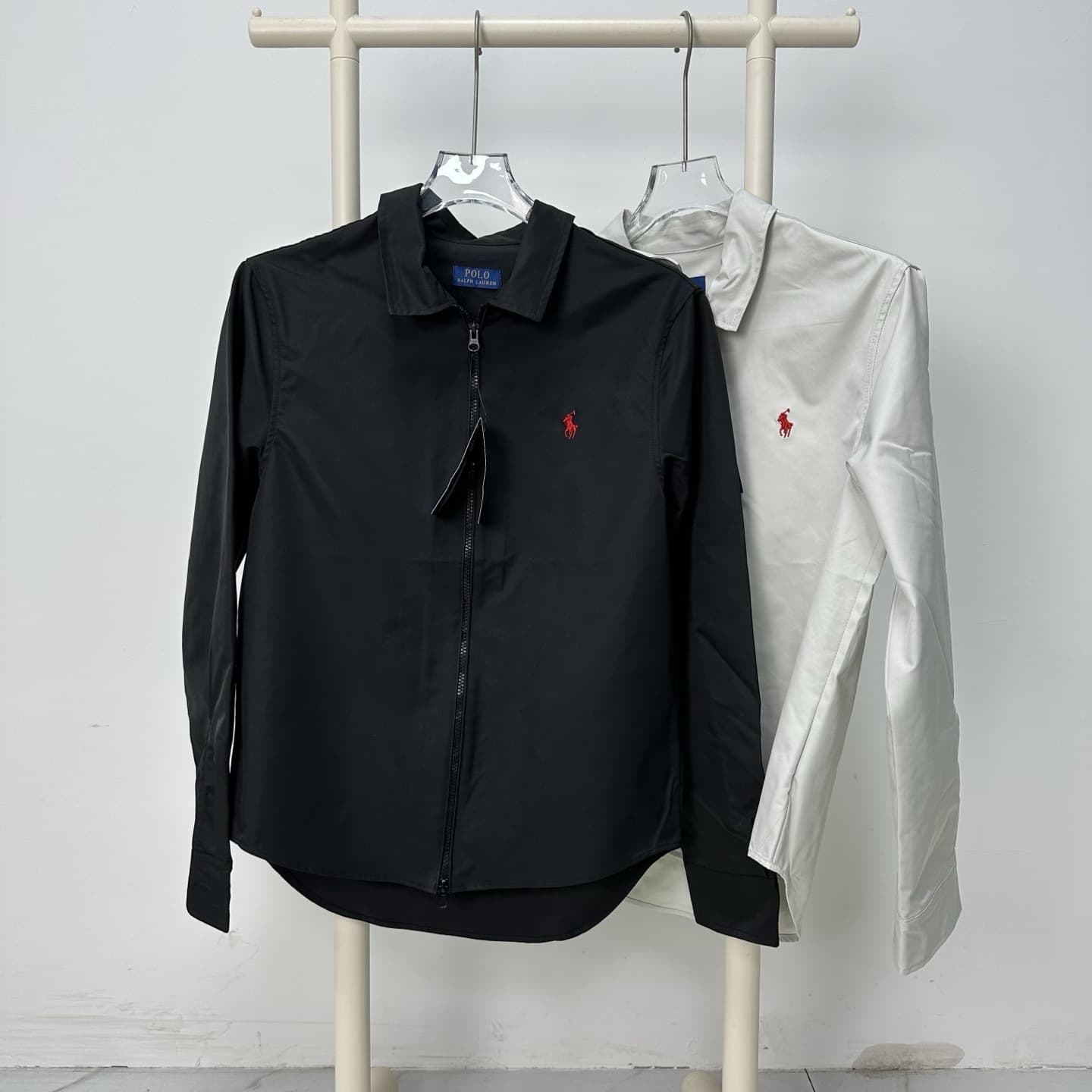 RL Ralph Lauren Old Cadre Small Horse Embroidered Shirt Jacket Notch Lapel Slim Fit Workwear Outerwear Short Vintage Business Style