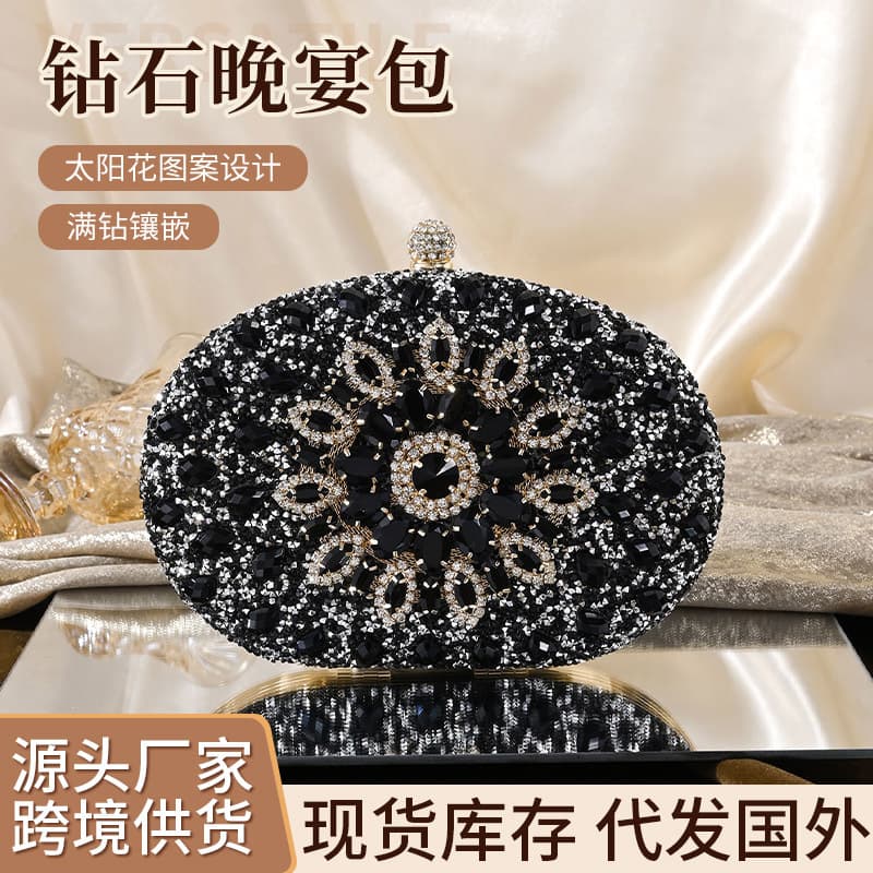 Wholesale New Cross-Border Full Rhinestone Clutch Bag Fashion Rhinestone Handbag Bar KTV Party Princess Bag Evening Bag