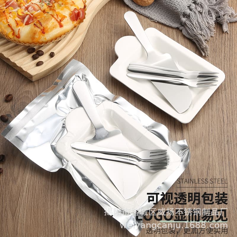 Birthday Cake Vacuum Cutlery and Plate Wholesale - Stainless Steel 3-in-1 Cake Baking Specialized Knife Fork Set