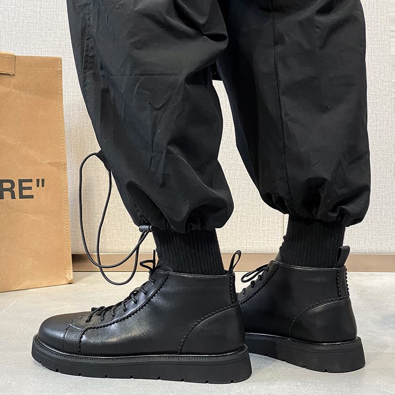 Men's High-Top Boots Extra Large Size Martin Boots 45 Autumn Winter New Style Leather Boots 46 British Retro Short Boots Fashion Men's Boots
