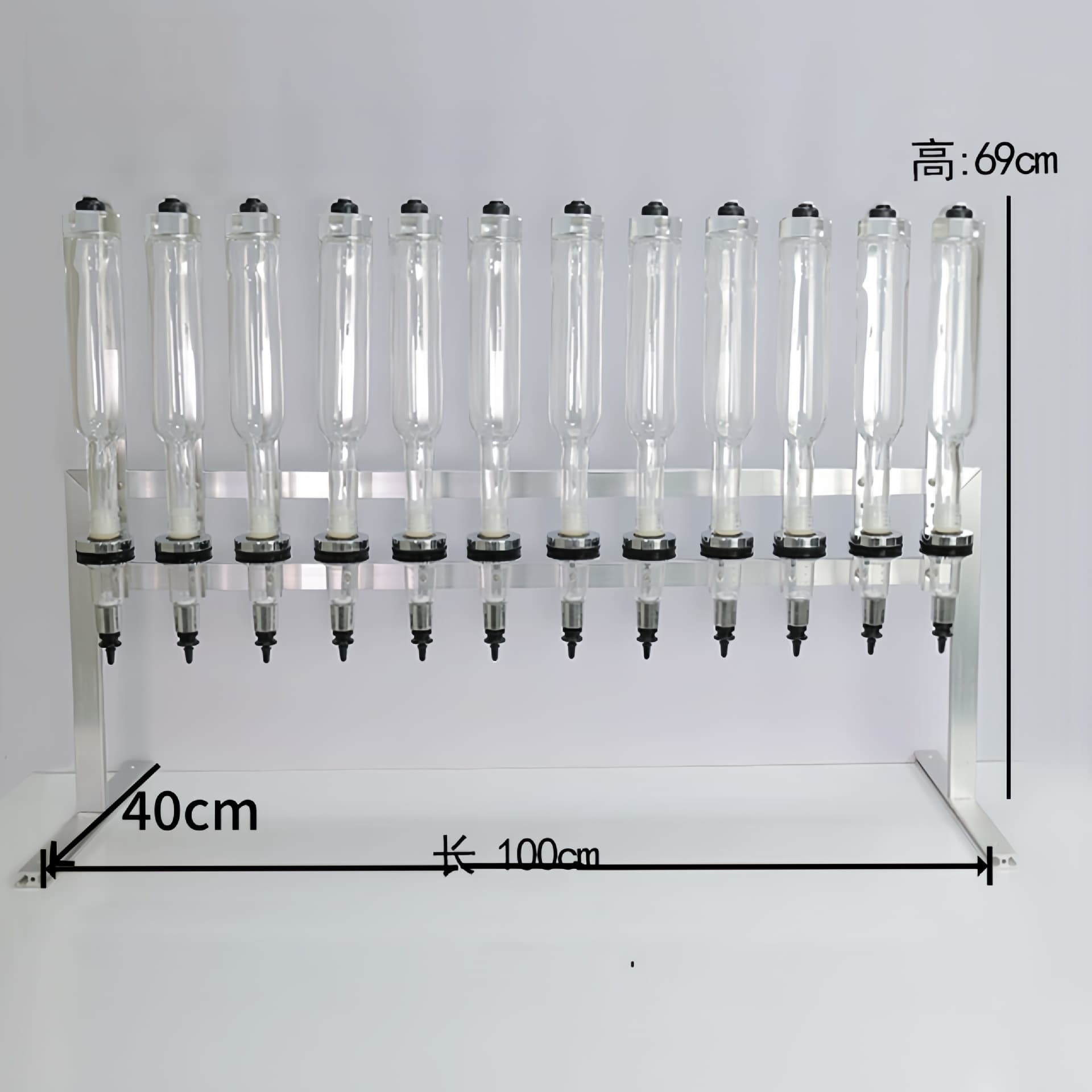 Bulk Perfume Bar 12-Head Straight Row Perfume Refill Display Rack, Aluminum Alloy Perfume Stand with Acrylic
