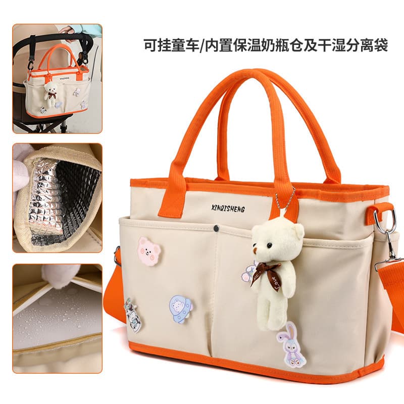 Multifunctional Mom Bag Nylon Handheld Milk Powder Bag Mother Bag 2025 Fashion Baby Insulated Bottle Bag Cross-border
