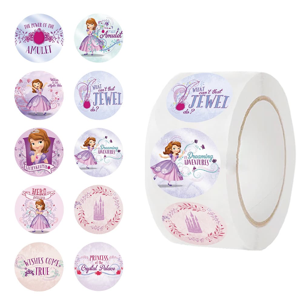 500 sheets of Little Princess Sophia roll-to-roll stickers of cross-border popular cartoon characters self-adhesive waterproof sealing stickers