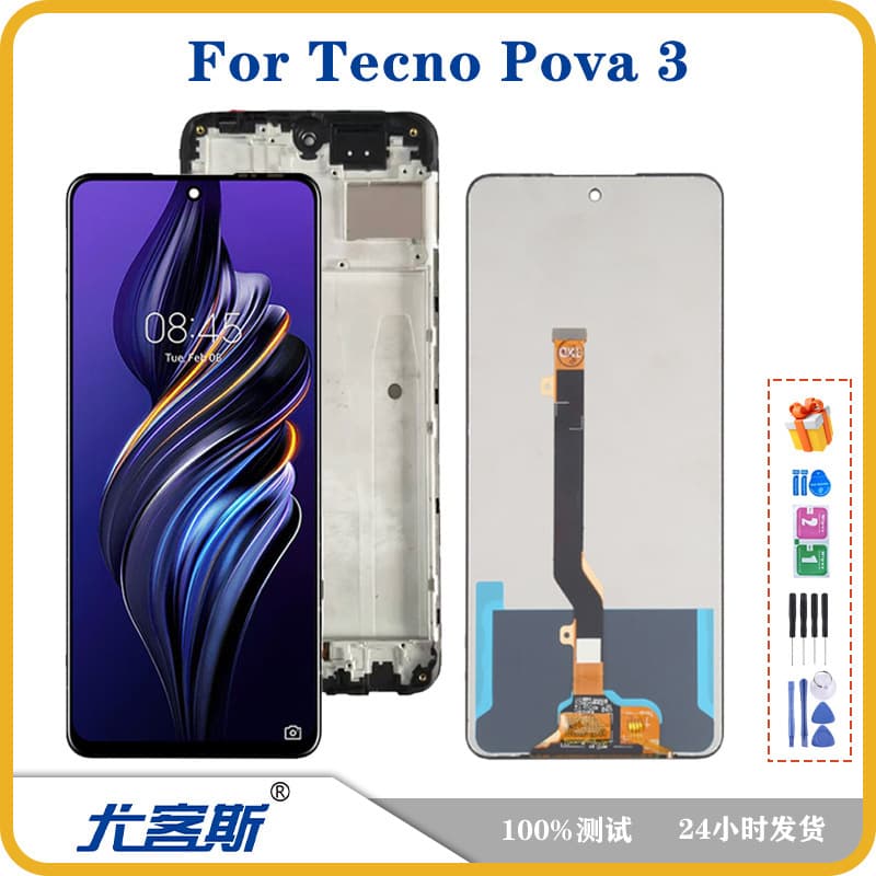 Compatible with TECNO Pova 3 LCD Screen Assembly Original Display Inner and Outer Screen