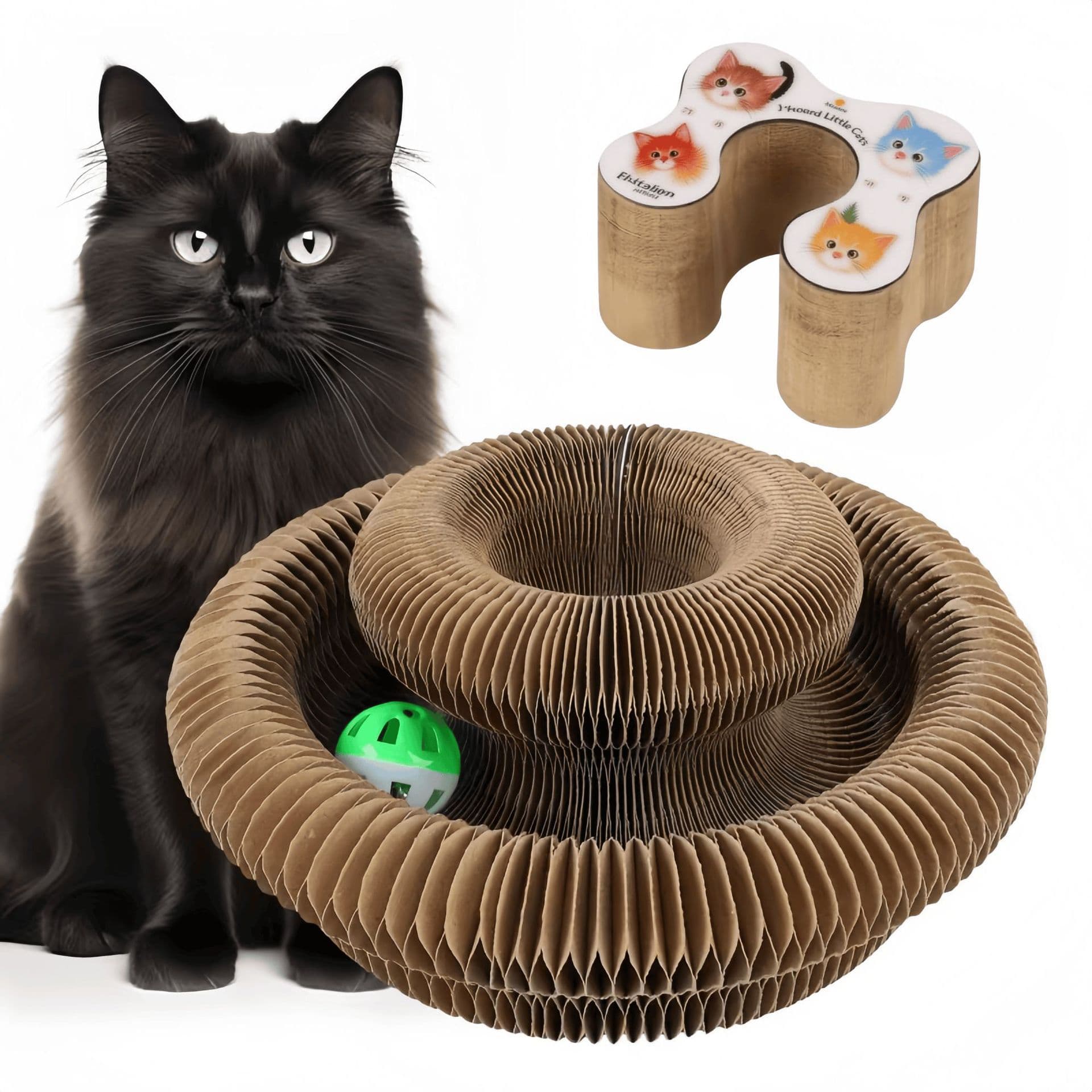 Amazon's Best-Selling Accordion Cat Scratching Board, Non-Shedding Corrugated Paper, Durable, Strong Magnetic, Foldable, Boredom-Relieving Cat Toy for Self-Entertainment
