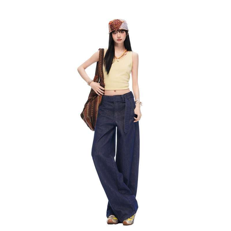 In Stock Batch Summer Wide-Leg Curved Knife Versatile Slimming Casual Jeans for Women