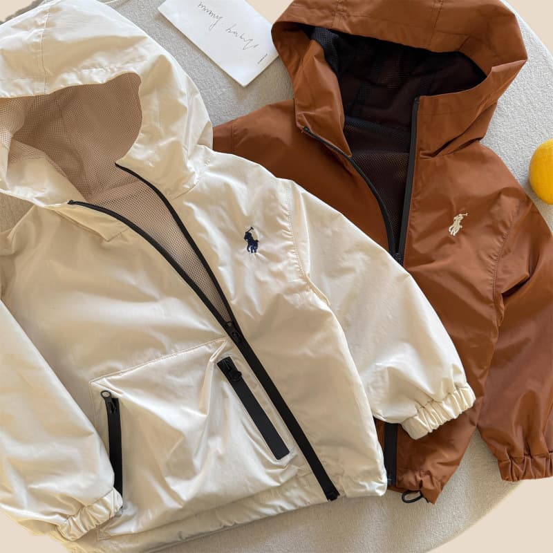 Trendy Hot Selling Kids Jacket 2025 Spring/Fall, Japanese Street Style Hooded Windbreaker for Boys and Girls, Toddler Baby Top