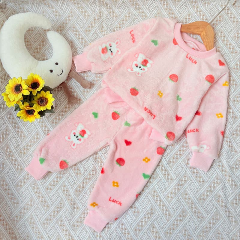 Kids Coral Fleece Warm Home Pajamas Winter Boys Fleece Thickened Set Girls Ultra-Cute Underwear Winter Clothes